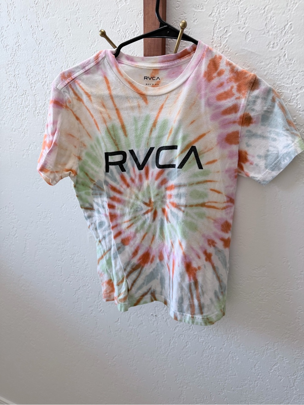 RVCA Kids Tie-Dye Logo Tee - Green, Orange, Pink, Gray
